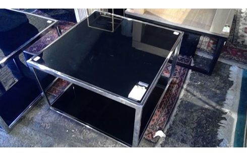 TABLE BASSE CHROME ET VERRE