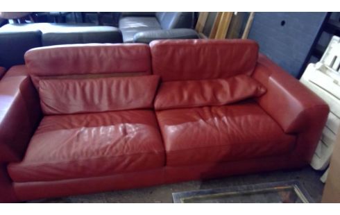 SOFA LEDER ROTBRAUN