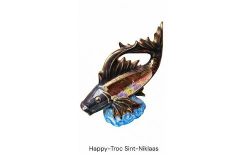 LAMPADAIRE VINTAGE, , POISSON PORCELAINE BRONZE COULEUR
