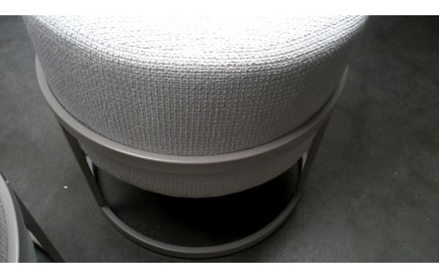 POUF METAL ECRU TISSU L UNITE