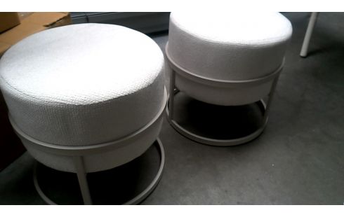POUF METAL ECRU TISSU L UNITE