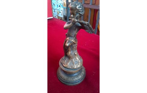 ESTATUÍLLA BRONCE, , ÁNGEL MET, , FLAUTA INSTRUMENTO DE MÚSICA