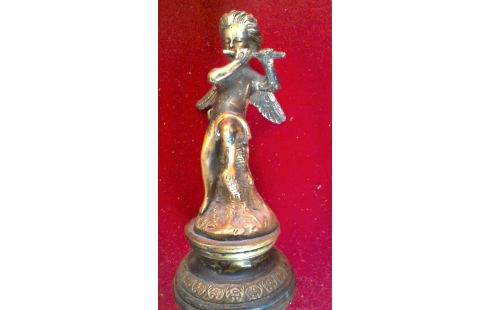 ESTATUÍLLA BRONCE, , ÁNGEL MET, , FLAUTA INSTRUMENTO DE MÚSICA