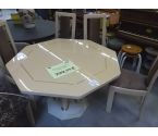 TABLE DE SALLE A MANGER OCTOGONALE LONGUE .+ 6 CHAISES / BLANC