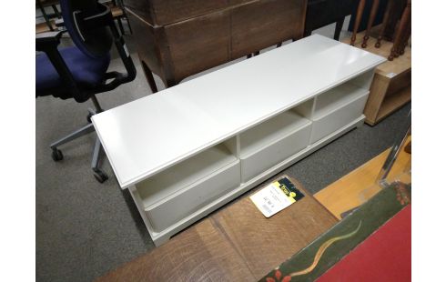 MEUBLE TV HIFI BLANC 3 TIROIRS