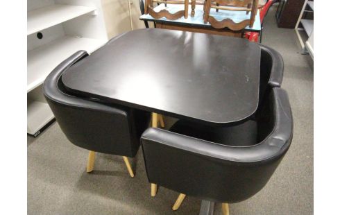 TABLE + 4 FAUTEUILS NOIRS
