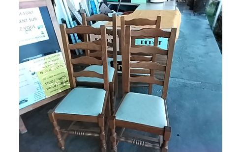 LOT DE 4 CHAISES BOIS PAILLE