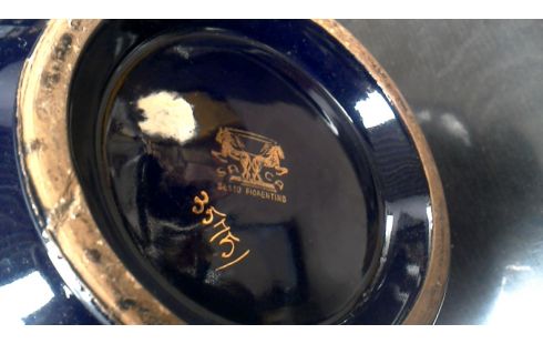 VAAS KOBALT BLAUW GOUD 2 OREN BLOEMEN