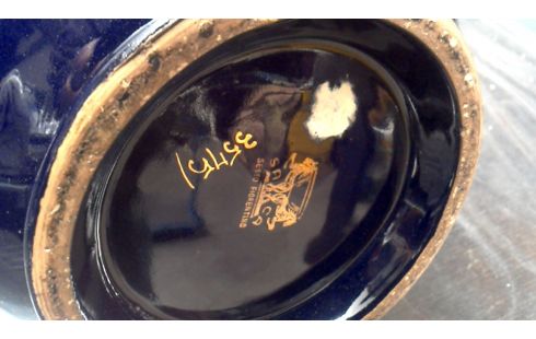 VAAS KOBALT BLAUW GOUD 2 OREN BLOEMEN