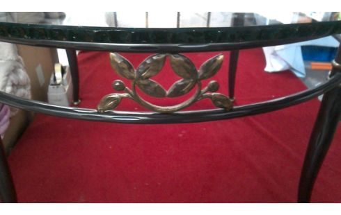 MESA DE SALÓN REDONDO HIERRO COBRE HIELO