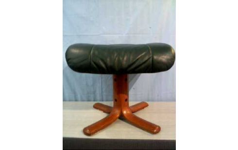 HOCKER HOLZ LEDEROPT. GRÜN OTTOMANE