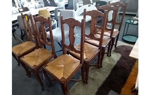 6 CHAISES BOIS RUSTISQUE STYLE L.XV