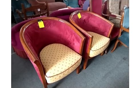 FAUTEUIL TISSU JAUNE ET ROUGE