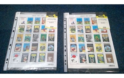 PLANCHE DE TIMBRES  HERGÉ 1907-2007 TINTIN