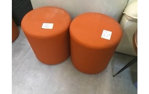 POUF CARRE SIMILI CUIR BEIGE