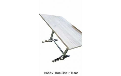 TABLE DE CUISINE CHROME, , BOIS LOOK