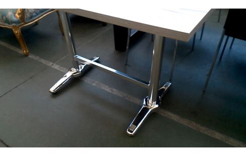 TABLE DE CUISINE CHROME, , BOIS LOOK