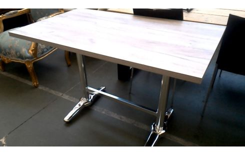 TABLE DE CUISINE CHROME, , BOIS LOOK