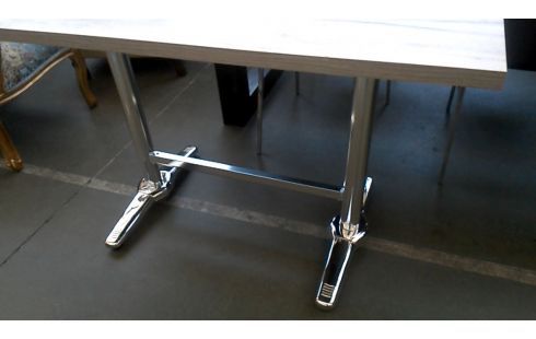TABLE DE CUISINE CHROME, , BOIS LOOK