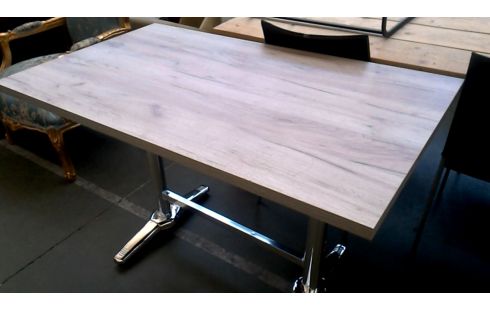 TABLE DE CUISINE CHROME, , BOIS LOOK