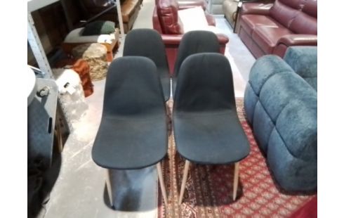 LOT DE 4 CHAISES TISSUS NOIR