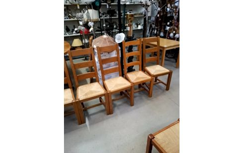 6 CHAISES CHÊNE MASSIF ÉBÉNISTE
