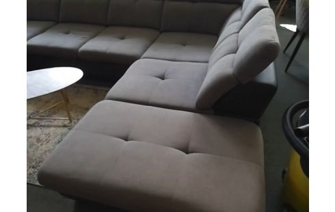 CANAPE EN U CONVERTIBLE+COFFRE TISSU GRIS (QLQS GRIFFURES)