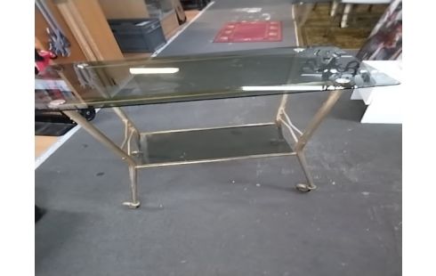 TABLE D'APPOINT VINTAGE VERRE FUMÉ