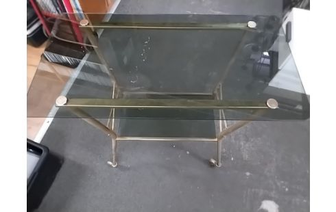 TABLE D'APPOINT VINTAGE VERRE FUMÉ