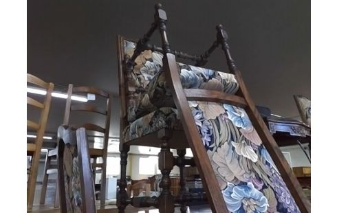 LOT DE 4 CHAISES TISSU MOTIF FLORAL