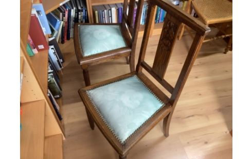 CHAISE BOIS ASSISE FLEURS BLEUES