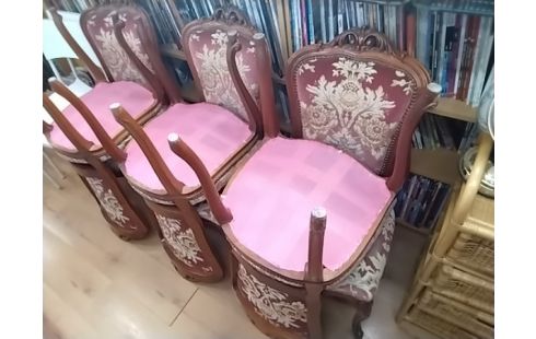 CHAISE BOIS ASSISE TISSU ROSE X6