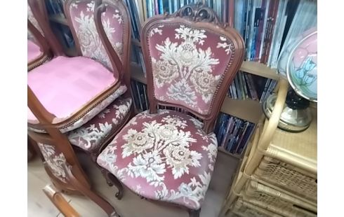 CHAISE BOIS ASSISE TISSU ROSE X6