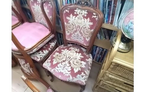 CHAISE BOIS ASSISE TISSU ROSE X6