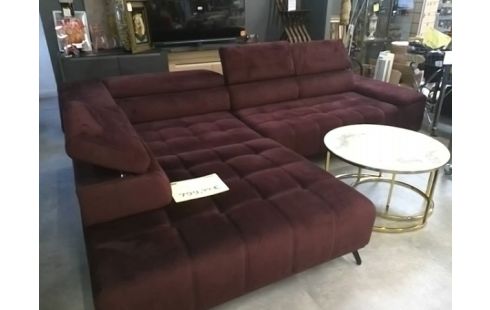 CANAPE D'ANGLE VELOURS BORDEAUX L PALLADIO ELECTRIQUE