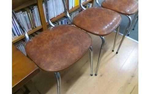 LOT DE 4 CHAISES VINTAGE CONFORT LUXE MARRON