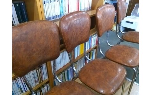 LOT DE 4 CHAISES VINTAGE CONFORT LUXE MARRON