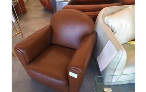 FAUTEUIL CLUB .CUIR MARRON CLAIR
