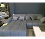 CANAPE D'ANGLE VELOURS GRIS OPULLENT