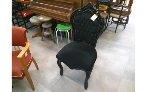 CHAISE VELOURS NOIRE DE STYLE EN L'ETAT