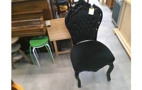 CHAISE VELOURS NOIRE DE STYLE EN L'ETAT