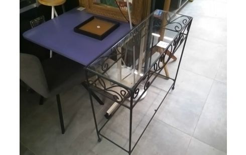 CONSOLE PLATEAU VERRE/F FORGE