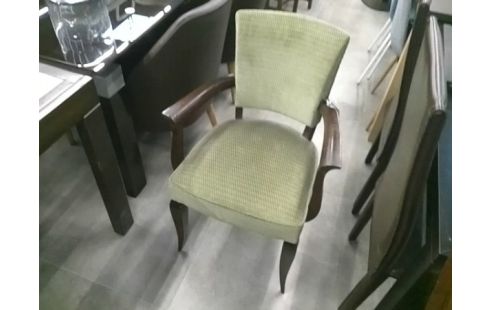CHAISE X 4 ASSISE TISSU VERT ANNEE 50/60
