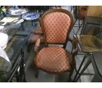 FAUTEUIL VOLTAIRE TISSU ROUGE MOTIF DIAMANTS