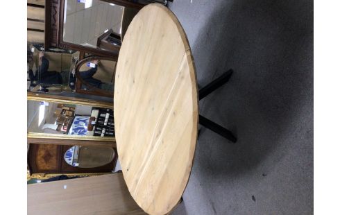TABLE RONDE CHENE PIED EN X NOIR