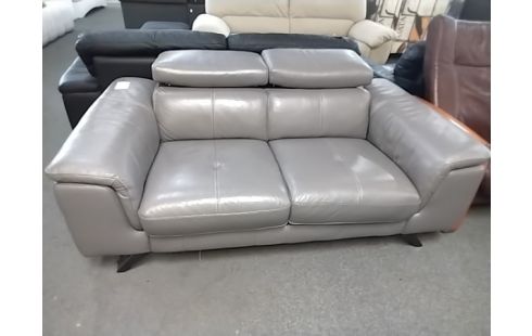 CANAPE CUIR GRIS MODERNE 2 PLACES L175CM