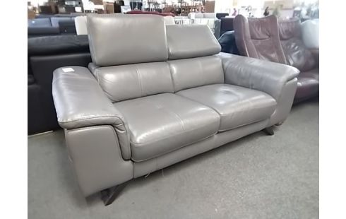 CANAPE CUIR GRIS MODERNE 2 PLACES L175CM