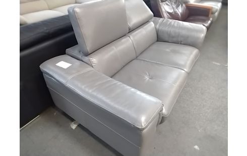 CANAPE CUIR GRIS MODERNE 2 PLACES L175CM
