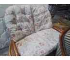 BANQUETTE ROTIN COUSSINS OISEAUX PAPILLONS FLEURS