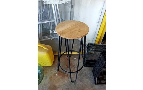 TABOURET MÉTAL ET BOIS